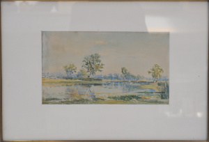 Lot 212 - Artist Unknown c1898 Framed Watercolour - Dights Lagoon, Albury - Sign Lot 212 - Artist Unknown c1898 Framed Watercolour - Dights Lagoon, Albury - Sign