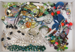 Lot 227 - Box lot of Vintage & Modern Costume Jewellery inc, glass, crystal
