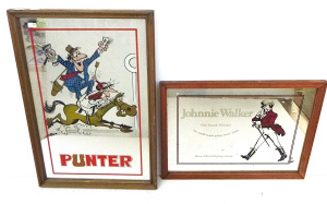 Lot 239 - 2 x Vintage framed bar mirrors inc Johnnie Walker & Punter by Weg