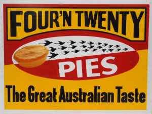 Lot 253 - Vintage Corflute Four n Twenty Pie POS Advertising Sign - 45 5x60cm