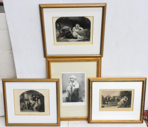 Lot 261 - 4 x Gilt framed c1900 Engravings - Malvolio, The 1st Born, Genevieve o