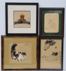 Lot 265 - Group lot - Small oriental Ink Drawings & Watercolours - Rabbit &a