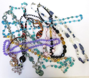 Lot 287 - Box lot of mostly Glass Costume Jewellery necklaces inc, Italian - ass