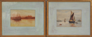 Lot 299 - Linda Sheard (Active c1910 20s) Pair small Gilt Framed Watercolours -