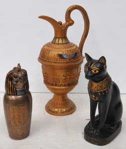Lot 305 - 3 x Modern Veronese Egyptian Items incl Black Cat, Canister in the Sty Lot 305 - 3 x Modern Veronese Egyptian Items incl Black Cat, Canister in the Sty