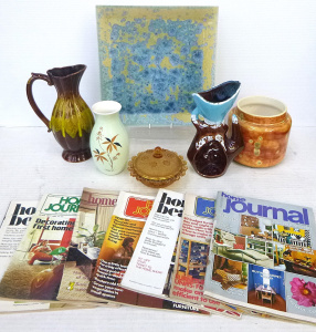 Lot 311 - Group Lot of vintage Home Journals, glass, pottery & ceramics inc
