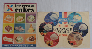 Lot 321 - 2 x vintage paper POS Advertising Posters - Pauls Ice Cream 1 Litre Fl