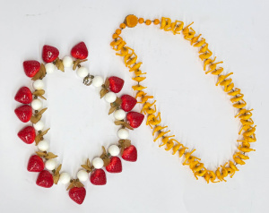 Lot 346 - 2 x vintage glass necklaces - Modernist bright yellow Industria Argent