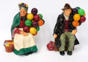 Lot 370 - 2 x Vintage Royal Doulton Character Figures inc The Old Balloon Seller