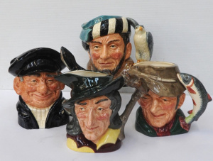 Lot 371 - 4 x Vintage Royal Doulton Character Jugs inc The Poacher D6429, Lobste
