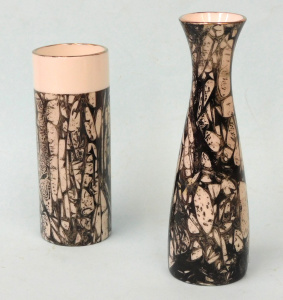 Lot 373 - 2 x Marilyn Forrest Hand Painted Porcelain Vases - both w Modernist Ab