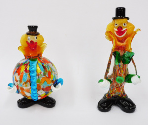 Lot 376 - 2 x Murano colourful glass clowns 21cm & 17cm H