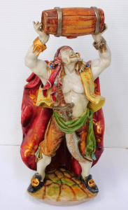 Lot 380 - Vintage Italian terracotta Persian warrior with barrel figurine by Per
