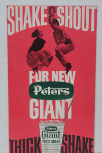 Lot 386 - Vintage cardboard POS Peters Ice Cream sign - Shake & Shout for ne