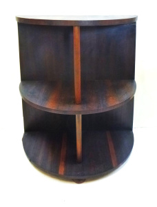 Lot 2 - Art Deco wooden D shaped stand on small bun feet, approx 65cm H Lot 2 - Art Deco wooden D shaped stand on small bun feet, approx 65cm H