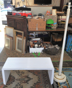 Lot 13 - 2 x Pices of White Furniture incl White Painted Slatted Bench Seat & Lot 13 - 2 x Pices of White Furniture incl White Painted Slatted Bench Seat &