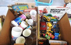 Lot 39 - 2 x Boxes of Mixed Kids Toys, Board games & Books incl Diecast Vehi