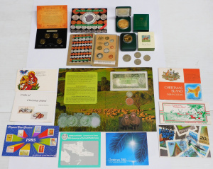 Lot 52 - Group lot of Coin Currency & Stamps inc Aust Boxed 1991 Coin Proof