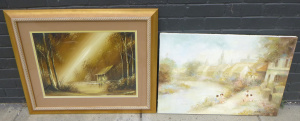 Lot 67 - 2 x large Decorative Oil paintings incl Oil on Canvas of Children playi