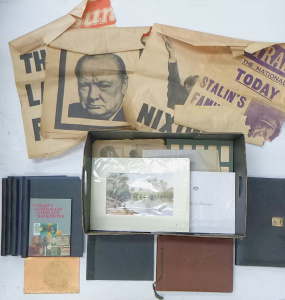 Lot 80 - Box Lot of ephemera (af) inc newsagent newspaper headlines feat Stalin,