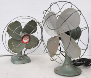 Lot 88 - 2 x Vintage Industrial Desk Fans w Hammertone Finish incl Mistral &