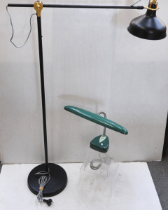 Lot 93 - 2 x Lamps incl Vintage NATIONAL Green Florescent Desk Lamp made in Japa Lot 93 - 2 x Lamps incl Vintage NATIONAL Green Florescent Desk Lamp made in Japa