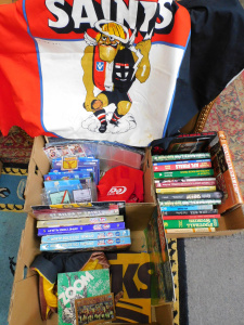 Lot 99 - 3 x Boxes AFL - VFL items inc Books, Collector Cards & Albums, Stic