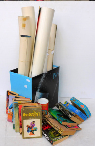 Lot 105 - 2 Boxes Mixed Vintage inc Sci-Fi & Fantasy Posters some by Rodney
