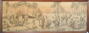 Lot 120 - Antique Framed Tapestry w ArabianEgyptian Scene - Approx 55cm H x 145c Lot 120 - Antique Framed Tapestry w ArabianEgyptian Scene - Approx 55cm H x 145c