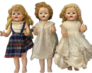 Lot 123 - 3 x 1950s hplastic walker Dolls incl Pedigree - dressed, two working -
