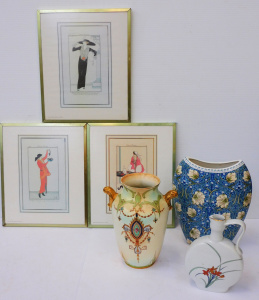 Lot 138 - Mixed Group lot inc Ceramics - Crown Devon Art Nouveau Vase with gilt