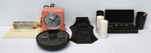 Lot 145 - Group lot Vintage Bakelite items - Desk Stand Calendar, Art Deco Smoke Lot 145 - Group lot Vintage Bakelite items - Desk Stand Calendar, Art Deco Smoke