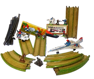 Lot 146 - Box of Vintage Kids Toys incl Japanese Tin Concord Aeroplane made by D