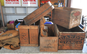 Lot 161 - Lot of Vintage Wooden & Other Items Dandy Gloss Starch Crate, Pure Lot 161 - Lot of Vintage Wooden & Other Items Dandy Gloss Starch Crate, Pure