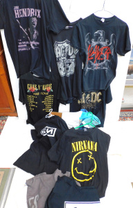 Lot 201 - Group lot of Modern & Vintage Style Band Shirts inc Slayer, Nirvan Lot 201 - Group lot of Modern & Vintage Style Band Shirts inc Slayer, Nirvan