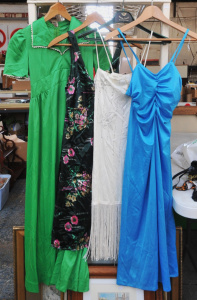 Lot 204 - 4 x Ladies Dresses - incl White Cloche Tassel Dance Dress, Green Dress