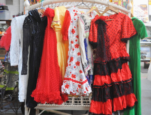 Lot 205 - Group Lot Vintage Ladies Dresses - incl Spanish Dancer Costume w Headp Lot 205 - Group Lot Vintage Ladies Dresses - incl Spanish Dancer Costume w Headp