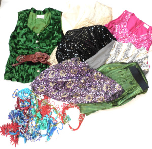 Lot 214 - Mixed Box lot of Ladies Jewellery & Clothing inc Vintage Necklace