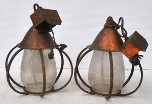 Lot 223 - Pair of Beaten Copper Arts & Crafts Ceiling Lights