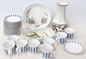 Lot 233 - Group lot of Retro Ceramics incl Johnson Bros Seafare Fish Plates, Nor