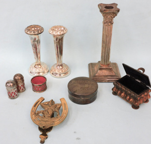 Lot 234 - Group lot - Vintage Metal Wares - small Copper Jewellery Box, Brass Is