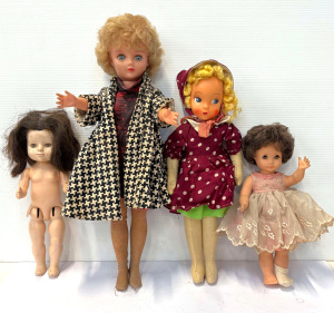 Lot 236 - 4 x vintage Dolls, all dressed, vinyl, plastic, soft body etc