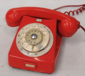 Lot 245 - Vintage Hungarian Red Rotary Telephone marked to base Magyar Posta