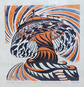Lot 249 - Artist Unknown (Shauk) Framed Colour Linocut - Homage to Cyril E Power