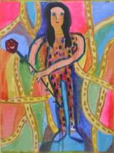 Lot 256 - Yael Rayman (active c2000s-2020s) Oil Painting on Canvas - Girl With R