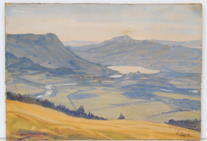 Lot 268 - Alfred Renz (German, 1877 - 1930) Unframed Gouache - View of Alpsee La Lot 268 - Alfred Renz (German, 1877 - 1930) Unframed Gouache - View of Alpsee La