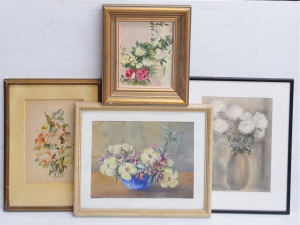Lot 274 - Group lot of framed Still Life Paintings inc, watercolours, oil &