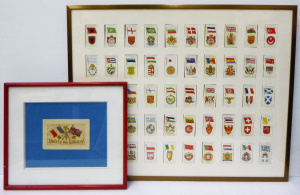 Lot 275 - 2 x Framed pieces - set of Players Cigarette Cards National Flags &