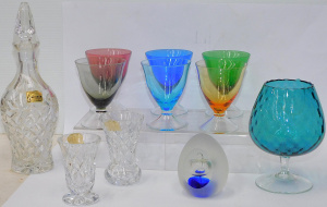 Lot 283 - Group lot of Glass inc Set of 6 Harlequin stemmed glasses, Italian Emp