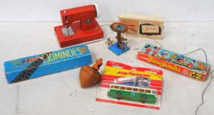 Lot 297 - Lot of Vintage Kids Toys incl Japanese Tin Toy Kids Sewing Machine, SN